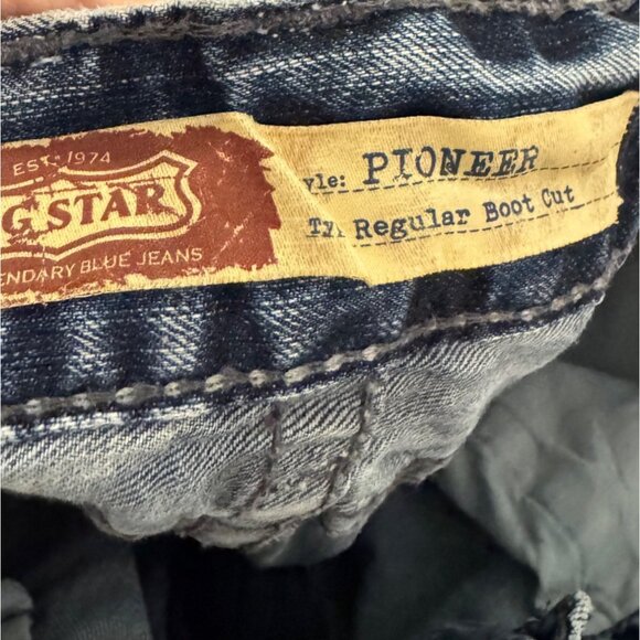 Big Star Pioneer Regular Bootcut Jeans 38R Mens Blue Denim 100% Cotton Distresse - Picture 3 of 9